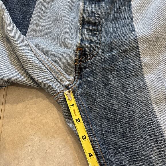 Levis Re/Done Button Fly Jeans Women’s Sz 24 Relaxed Blue Patchwork Indigo 27” - Picture 9 of 13